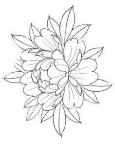 a black and white drawing of a flower