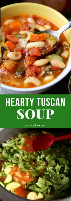 hearty tuscann soup with carrots, zucchini and parsley