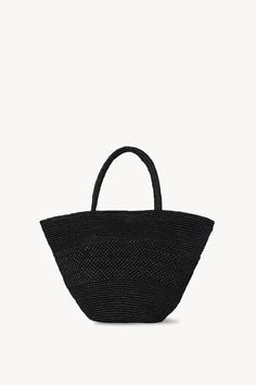 Emilie Bag Black in Raffia – The Row Towel Scarf, Raffia Bag, Black Features, Wallet Pouch, Buckle Sandals, Boot Bag, Leather Pouch, Small Leather Goods, Tote Backpack