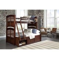 the bunk bed is made up with two sets of drawers and a pull out trundle