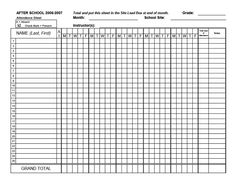 the school attendance sheet is shown in black and white