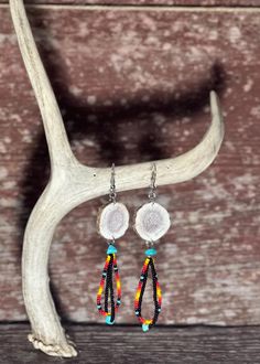 Cute, lightweight double loop earrings made from all natural deer antler and beads! Magical Fruit, Antler Earrings, Loop Earrings, Deer Antler, Deer Antlers, Antlers, All Natural, Jewelry Earrings Dangle, Etsy Earrings