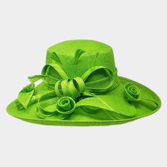 Crown Circumference : 23" Crown Height : 4.25" Brim Height : 3" Material : 100% Polyeste Phillip Tracy Hats, Ribbon Feather, Dressy Hats, Church Hat, Crown Hat, Crown Heights, Millinery Hats, Church Hats, Flower Hats