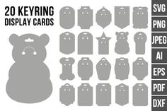 20 keyring display cards with different shapes and sizes for the bear or hippo