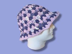 These handmade crochet bucket hats are 70s inspired and made with 100% cotton yarn. Cotton is machine washable, however with any cotton some shrinkage may occur in hot water or dryer. To prevent this either handwash/machine wash in cold water and lay flat to dry. The cotton blend is light and breathable so these hats are wonderful in the spring and summer! Pink Cotton Crochet Bucket Hat, Purple Crochet Hat For Beach Spring Season, Purple Crochet Summer Hat, Handmade Casual Purple Crochet Hat, Casual Purple Crochet Bucket Hat, Handmade Purple Crochet Hat With Curved Brim, Casual Purple Cotton Bucket Hat, Purple Yarn Bucket Hat, Purple Yarn Crochet Bucket Hat