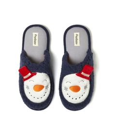 Dearfoams Cozy Comfort Unisex Snowman Scuff Slippers. These adorable slippers are the epitome of comfort and practicality, offering equal parts coziness and charm. Designed with slip-resistant outsoles, these slippers ensure your feet stay secure and stable, whether you're lounging around the house or making quick trips to the kitchen. Plus, their machine washable design makes them a breeze to clean, so spills and stains are no match for these slippers. With their cute and playful designs, you'l Blue Cozy Slippers For Winter, Comfortable Blue Winter Slippers, Comfortable Blue Indoor Slippers, Soft Blue Winter Slippers, Comfortable Soft Blue Slippers, Blue Slip-on Slippers For Indoor Use, Blue Slip-on Indoor Slippers, Cozy Blue Winter Slippers, Comfortable Blue Slippers With Round Toe