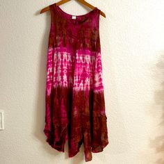 Super Cute Tie-Dyed, Embroidered, Sleeveless Sundress. Pink, White And Brown In Color. Pink Sleeveless Casual Dress For Vacation, Casual Sleeveless Sundress For Festivals, Casual Pink Sleeveless Dress For Vacation, Flowy Pink Sleeveless Dress For Summer, Pink Fitted Bohemian Sleeveless Dress, Fitted Bohemian Sleeveless Pink Dress, Pink Bohemian Sleeveless Sundress, Bohemian Pink Sleeveless Sundress, Casual Pink Sleeveless Summer Dress