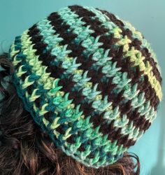 This beanie is handmade crochet with quality acrylic yarn. Approximately 23" x 8" Adult Medium (Pattern by Fiber Spider) Handmade Knitting Pattern For Yarn Hat, Casual Acrylic Crochet Knitting Pattern, Green Acrylic Beanie, Winter Beanie Patterns, One Size Fits Most, Knitting Pattern For A Hat Using Yarn, One Size Crochet Yarn Beanie Hat, Handmade Beanie Knitting Pattern, Green Acrylic Yarn Knitting Pattern For Winter, Multicolor Crochet Beanie Hat