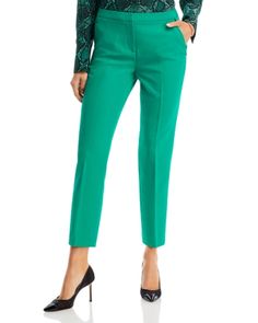 Kobi Halperin Alexi Straight Pants Elegant Green Long Pants, Elegant Fitted Green Bottoms, Green Ankle-length Pants With Belt Loops, Formal Green Pants For Fall, Formal Green Fall Pants, Green Ankle-length Pants With Welt Pockets, Chic Green Bottoms With Belt Loops, Elegant Green Bottoms With Pockets, Elegant Green Bottoms For Spring