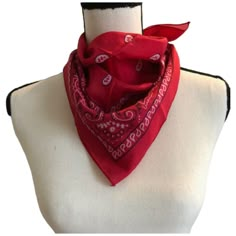 Red Bandana Scarf Handkerchief This Polyester Scarf - Headband - Blouse Top - Bandana ~ Can Be Used Many Ways ~ Color: Red, 100% Polyester ~ 20 X 20 Sewn Edges Soft As Silk. For Best Results - Hand Wash Only -Do Not Iron - Nwot Bandana Around Neck Outfit Country, Casual Red Scarf For Spring, Adjustable Red Bandana, Adjustable Red Bandana For Summer, Trendy Red Scarves For Gifts, Trendy Red Scarves For Gift, Trendy Red Scarves As A Gift, Red Bandana Print Scarves For Gift, Red Bandana Print Scarf Gift