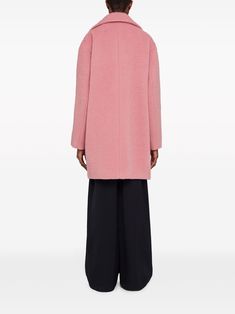 Jil Sander Brushed knee-length Coat - Farfetch Knee Length Coat, Jil Sander, Rose Pink, Sanders, Welt Pockets, Welt Pocket, Wool Blend, Knee Length, Fashion Branding