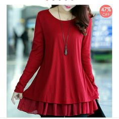 Well Made Tunic Top Dressy Woman In Red, Afrikaanse Mode, Chiffon Long Sleeve, Red Top, Mode Inspiration, Hijab Fashion, Pretty Outfits, Designer Dresses, Dresser