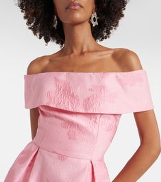 Pink Concealer, Amina Muaddi Begum, Off Shoulder Gown, Rebecca Vallance, One Shoulder Gown, Strapless Gown, Pink Dress, Designing Women, Evening Gowns