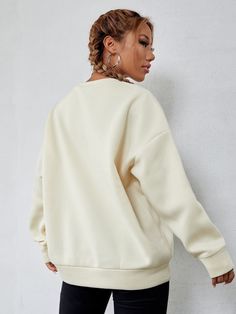 Fit: Regular
Season: Fall.Winter
Sleeve length: Long
Neckline: Crew
Type of wash: Machine wash cold
Style: Preppy
Body closure: None Teddy Hoodie, Drop Shoulder Sweatshirt, Women Tie, Dropped Shoulder Sweatshirt, Cold Style, Party Dress Long Sleeve, Style Preppy, Beige Style, Wave Print