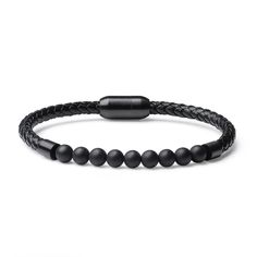 PRICES MAY VARY. Material Excellence: Mens leather bracelet crafted from 5mm genuine cowhide leather for durability and a masculine aesthetic, paired with 6mm natural stone beads Stone Variety: Choose between matte black onyx beads that exude understated elegance, or the luminous AAA grade tiger's eye beads full of warmth and richness Customized Fit: Beads bracelet for men available in three sizes - S (7.87”/ 20cm), M (8.5”/ 21.5cm), and L (9”/ 23cm) - to accommodate wrist circumferences of 6.5” Black Mens Bracelet, Mens Wrist Accessories, Adjustable Black Leather Bracelet With Round Beads, Adjustable Black Leather Beaded Bracelets, Mens Bracelet Black, Leather Bracelet For Men, Wrist Accessories, Genuine Leather Bracelet, Tiger Eye Beads