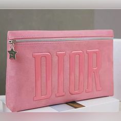 Dior Beauty Pink Cosmetic Makeup Bag Pouch Suede 100% New Big Pouch From Dior Not Included Box Vanity Pink, Dior Pink, Pink Pouch, Pink Cosmetics, Dream List, Dior Beauty, Makeup Bags, Dior Bag, Makeup Cosmetics