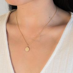 Satellite Necklace | Simple & Dainty Dainty Initial Necklace With Delicate Chain For Everyday, Simple Necklace With Initial Pendant And Delicate Chain, Minimalist Round Charm Necklace With Chain, Minimalist Round Charm Necklaces With Chain, Dainty Initial Necklace With Delicate Chain For Her, Delicate Charm Necklaces With Chain As Gift, Feminine Pendant Necklaces With Delicate Chain, Feminine Pendant Necklace With Delicate Chain, Delicate Initial Necklace For Everyday Wear