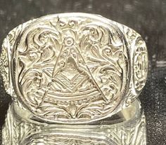 This SZ 10 (closer to SZ 9.5) Masonic Ring is made from sterling silver. Silver content is always verified before being listed.  Yes we are sure it's silver. Jewlery can also be verified again after delivery with your local jeweler. Thank You Freemason Ring, Masonic Freemason, Silver Jewlery, Masonic Ring, Signet Rings, Signet Ring, Sterling Silber, Sterling Silver Ring, Silver Ring