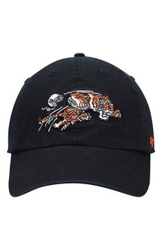 Stay committed to the Cincinnati Bengals as you express your fandom in this Clean Up Legacy adjustable hat from '47. The unstructured, relaxed design of this cap acts as the perfect canvas for the bold Cincinnati Bengals graphics displayed on the crown. You'll love sporting this piece of headwear on game day, or every day. Material: 100% Cotton Low crown Unstructured relaxed fit Curved bill Adjustable fabric strap with snap buckle One size fits most Six panels with eyelets Woven clip tag Embroid Cotton Baseball Cap With Curved Bill For Fans, Cotton Snapback Hat For Fan Gear, Curved Visor Cotton Hat For Fan Gear, Cotton Curved Visor Hat For Fan Gear, Cotton Snapback Trucker Hat For Fans, Baseball Season Dad Hat With Curved Brim, Adjustable Dad Hat With Curved Brim For Sports Fans, Cotton Curved Bill Dad Hat For Fan Gear, Cotton Dad Hat With Curved Bill For Fan Gear