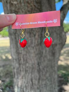 These strawberry clay earrings are the absolute cutest and so fun!! I handmade the strawberry's out of clay so I'm pretty proud of them! I love them a lot and I think you will too! Strawberry Clay Earrings, Clay Strawberry, Gold Huggie Earrings, Fort Hood, Handmade Clay, Huggie Earrings, Huggies Earrings, Clay Earrings, Jewelry Earrings Dangle