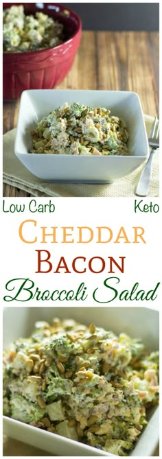 broccoli salad with cheddar bacon in a casserole dish