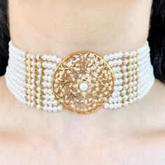 Handcrafted to perfection, this pearl choker inspired from the edwardian era of jewellery is made in 22ct hallmarked gold. Its a versatile piece of jewellery that can be paired with western, indo-western as well as traditional indian outfits. The choker weighs 52.19 GMs including 32.50 GMs of stringing pearls. The earrings weigh 6.24 GMs Price Breakup Summary Component Rupees % of Total 22k Gold 136,386 74.7% Stones & Beads 16,368 9.0% Making Charges 24,549 13.4% Taxes (GST) 5,319 2.9% Total 182,623 100.0% View Detailed Price Breakup Victorian 22k Gold Jewelry For Formal Occasions, Elegant Gold Plated Pearl Necklace For Festivals, Luxury Gold Pearl Choker Necklace, Luxury Yellow Gold Choker For Formal Events, Victorian 22k Gold Jewelry For Weddings, Luxury Pearl Choker Necklace As Gift, Gold Pearl Necklace For Formal Festive Occasions, Elegant Ceremonial Jewelry With Pearl Drop, Elegant Pearl Pendant Necklace For Festivals