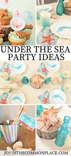 under the sea party ideas including cupcakes, muffins and starfish