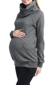 A cozy funnel neck detailed with a side zip elevates a comfy cotton-blend top with raglan sleeves for a casually cool look that will carry you through all three trimesters. Style Name:Kimi And Kai 'Thea' Zip Collar Maternity Sweatshirt. Style Number: 5252130. Available in stores. Versatile Funnel Neck Top With Ribbed Cuffs, Casual Gray Tops With Thumbholes, Fall Raglan Sleeve Sweatshirt For Loungewear, Versatile Funnel Neck Sweatshirt For Fall, Fall Funnel Neck Versatile Sweatshirt, Winter High Neck Tops With Relaxed Fit, Snug Winter Top With Ribbed Cuffs, Snug Winter Tops With Ribbed Cuffs, Fall Raglan Sleeve Sweater For Loungewear