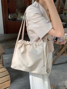 Bird in Bag - Capacity Tote Bag with Simple Design for Casual Shopping and Dating, Artificial Leather Shoulder Bag for Students. Shoulder Tote Bag, Artificial Leather, Bird In Bag, Shoulder Tote, Leather Coat, Drawstring Bag, Simple Design, Leather Shoulder Bag, Simple Designs