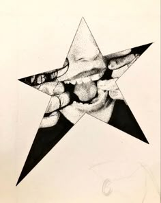 a black and white drawing of a star