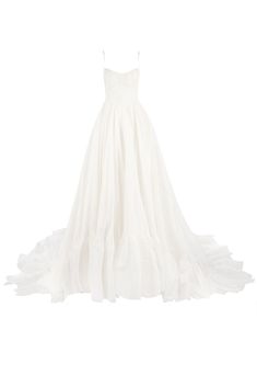 a white dress with ruffles on the bottom