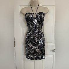 Super Cute, Sexy, Nwot, Perfect For A Night Out Y2k Club Dress, Strapless Shimmer Mini Dress For Party, Silver Club Dress For Party Season, Silver Dress For Club And Party Season, Silver Backless Mini Dress For Night Out, Silver Sequin Dress For Night Out, Silver Strapless Party Dress, Silver Fitted Sequin Dress For Date Night, Silver Strapless Sequin Evening Dress