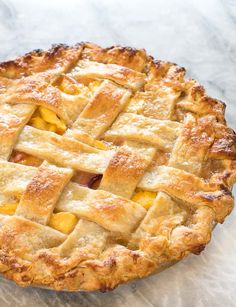 a freshly baked pie sitting on top of a table