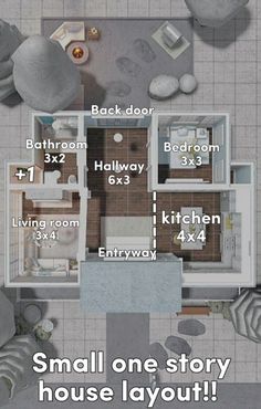 an overhead view of a small one story house layout with the words small one story house layout