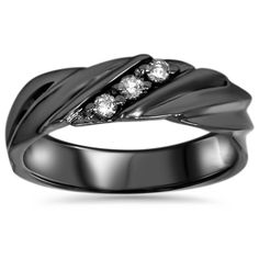 a wedding ring with three diamonds on it