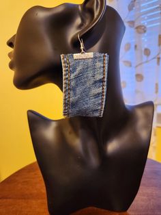 Stylish Denim Earrings Old Jeans, Festival Season, Favorite Jewelry, Jewelry Earrings Dangle, Etsy Earrings, Dangle Drop Earrings, Beauty Book, Dangle Earrings