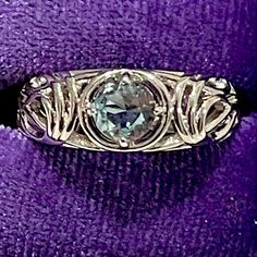 Yr2923 Beautiful Aquamarine On A Unique Detailed Rhodium Band. Srp $72 Has Tag, No Bag Silver Blue Topaz Jewelry For Party, Party Jewelry, Jewelry Ring, Silver Blue, Jewelry Party, Womens Jewelry Rings, Blue And Silver, Aquamarine, Women Rings