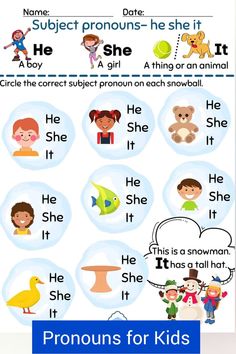 an english worksheet for kids with pictures and words