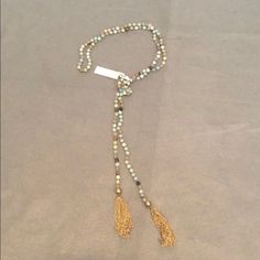 Nwt Long Beaded Necklace With Tassel Design Long Bead Necklace, Long Beaded Necklace, Jewelry Studio, Bead Necklace, Blue Gold, Womens Jewelry Necklace, My Jewellery, Gold Color, Beaded Jewelry