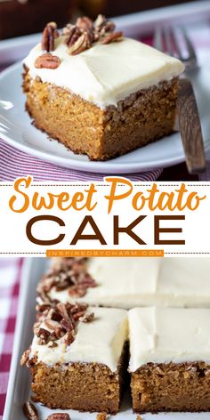 Delight your guests with our flavorful sweet potato cake recipe! This comforting and healthy sweet potato cake is a perfect addition to your Thanksgiving dessert ideas. Save and enjoy this savory meal later! Autumnal Desserts, Sweet Potato Cake, Cake With Cream Cheese Frosting, Potato Cakes, Easy Homemade Recipes