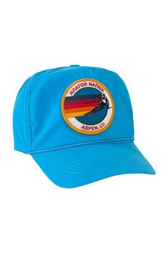 Retro Blue 5-panel Trucker Hat, Retro Cap For Outdoor Activities, Retro Trucker Hat With Curved Brim For Outdoor Activities, Retro Curved Brim Trucker Hat For Outdoor Activities, Retro Trucker Hat With Logo Patch, Retro Summer Baseball Cap, Vintage Summer Trucker Hat For Outdoor Activities, Retro Trucker Hat For Outdoor Activities, Vintage Summer Baseball Cap For Outdoor