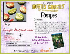 an advertisement for the movie, mostly ghostly recipes with pictures of fruit and vegetables on it