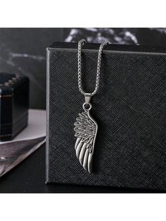 1pc Stainless Steel Men Necklace Hip Hop Titanium Steel Neck Chain For Women Angel Wings Pendant Suitable For Daily Wear Silver Fashionable,Hip-hop   Stainless Steel     Men Fashion Jewelry, size features are:Bust: ,Length: ,Sleeve Length: Women Angel, Mens Angel Wing Necklace, Elegant Silver Winged Necklace, Angel Wings Pendant, Sterling Silver Angel Wings Pendant Jewelry, Silver Wing-shaped Sterling Silver Necklace, Wings Pendant, Sterling Silver Angel Wings Pendant, Chain For Women