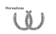 two horseshoes are shown with the words horseshoes written below them in black and white