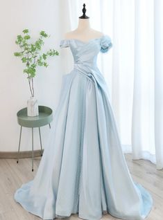 The conspicuous unique blue ball gown is the dress to die for. This beautiful gown is flawless from every point as it’s made of scintillating sequin fabric. Prom Dress Off Shoulder, Tulle Long Prom Dress, Light Blue Prom Dress, Marine Uniform, Satin Tulle, Dress Off Shoulder, Blue Evening Dresses, Formal Evening Dress, Blue Tulle