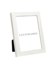 a white frame with the word lucyframes in black lettering on it, against a white background