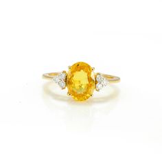 Product information- ~ Solid 18K Yellow Gold ~ Weight: 3.38 grams ~ Gemstone Weight- 2.520ct (Sapphire), 0.200ct (Diamond)   ~ Natural Yellow Sapphire & Diamond   ~ Exclusive Designer Jewellery Sapphire will bring fortune beyond measure, good health, and a lifetime of prosperity. But for others, the stone will immediately cast darkness and chaos. So, the only way to know its effect is to test the stone. The wearer should spend a few nights with the Blue Sapphire under their pillow Feedback If yo Real Diamond Ring, Yellow Sapphire Ring, Real Diamond Rings, Yellow Sapphire Rings, Ring Minimalist, Minimalist Ring, Designer Jewellery, Yellow Sapphire, Minimalist Rings