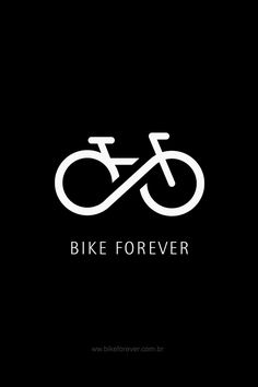 the bike forever logo is shown on a black background with white letters and an image of a