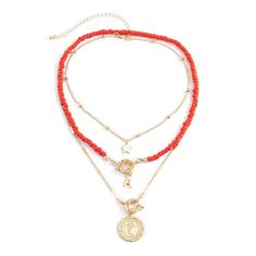 Z 3Pcs/Set Red Color Seed Beaded Chain Choker Necklace Punk Letter Carved Coin Star Pendant Necklace for Women JewelryModel Number:1005002417712039 Star Pendant Necklace, Jewelry Model, Chain Choker Necklace, Jewelry Choker, Chain Choker, Beaded Choker, Star Pendant, Boho Necklace, Necklace For Women