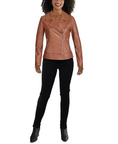 New Guess Moto Leather Jacket XL Cognac L1115 Imported Lined Notch collar; asymmetrical zipper closure at front Side zipper pockets Silver-tone hardware Size & Fit Approx. length: 22" from center back to hem Materials & Care Leather; lining: polyester Professional leather clean Shipping & Returns Shipping is usually within 24 hours of purchase (M-F).  We use Priority mail, first class with tracking provided. Returns accepted for 30 days.  We sell only 100% authentic clothin Trendy Brown Fitted Leather Jacket, Trendy Fitted Brown Leather Jacket, Trendy Brown Leather Biker Jacket, Winter Cognac Fitted Leather Jacket, Trendy Brown Biker Jacket With Zipper Closure, Trendy Brown Biker Jacket With Zipper, Brown Leather Jacket With Zipper For Work, Fitted Cognac Outerwear For Fall, Cognac Leather Jacket For Fall Workwear